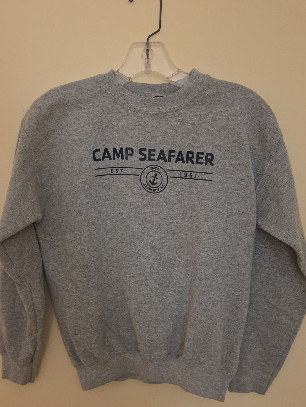 MV Sport Gray Crewneck Sweatshirt with Navy Camp Seafarer Logo